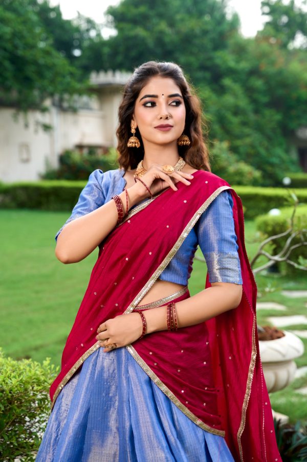 LNB 2003 Navy Blue Color Kanchipuram Lehenga Choli With Zari Embroidery Work. Available at ₹1999 only. Delivery 4-6 Working Days. Shop now. | Lehenga, Bollywood Lehenga, Creative Lehenga, Designer Lehenga, Embroidered Lehenga, Party Wear Lehenga