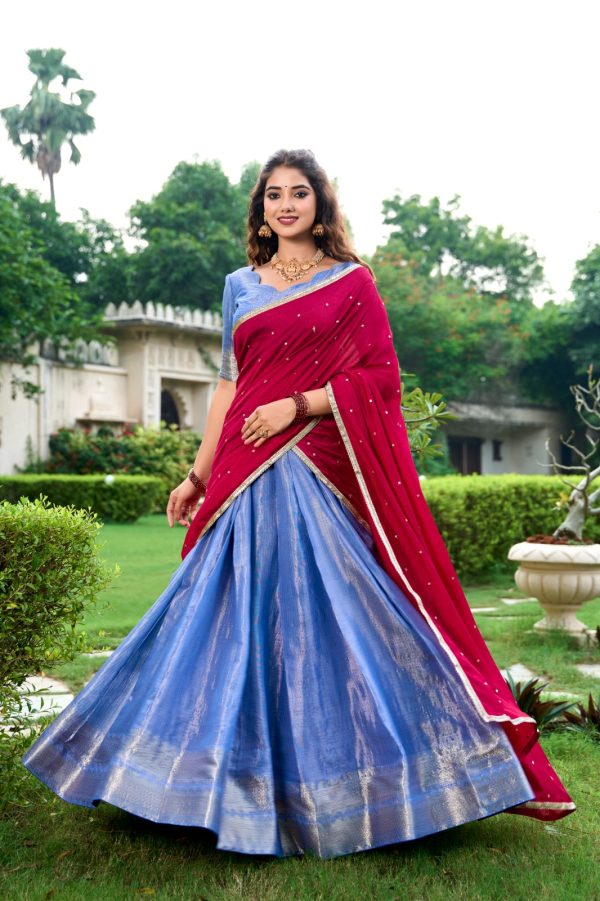 LNB 2003 Navy Blue Color Kanchipuram Lehenga Choli With Zari Embroidery Work. Available at ₹1999 only. Delivery 4-6 Working Days. Shop now. | Lehenga, Bollywood Lehenga, Creative Lehenga, Designer Lehenga, Embroidered Lehenga, Party Wear Lehenga
