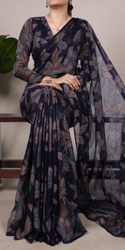 YNF 7052 Navy Blue Color Lurex Brasso Floral Viscose Brasso Saree Casual, Wedding, Festive, Events . Expected Delivery  4-6 Working Days @1799/- only                                                                                | Sarees, Bollywood Sarees, Creative Sarees, Designer Sarees, Embroidered Sarees, Ethnic Saree, Modern Digital sarees, Party Wear Sarees