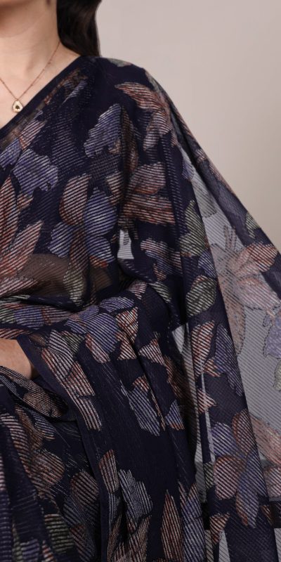 YNF 7052 Navy Blue Color Lurex Brasso Floral Viscose Brasso Saree Casual, Wedding, Festive, Events . Expected Delivery  4-6 Working Days @1799/- only                                                                                | Sarees, Bollywood Sarees, Creative Sarees, Designer Sarees, Embroidered Sarees, Ethnic Saree, Modern Digital sarees, Party Wear Sarees