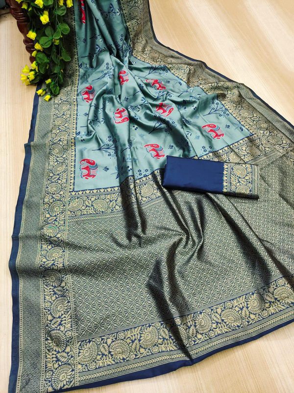 KP 6004 Navy Blue Soft Lichi Silk Jacquard Work With Designer Work Saree. Grab it for ₹1499. Delivery 4-6 Working Days. Shop now. | Sarees, Bollywood Sarees, Creative Sarees, Designer Sarees, Embroidered Sarees, Ethnic Saree, Modern Digital sarees, Party Wear Sarees
