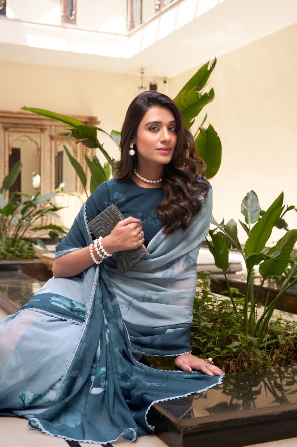 YNF 7038 Navy Blue Color Weightless Marbal Floral Printed Lace Saree Casual, Wedding, Festive, Events . Expected Delivery  4-6 Working Days @1549/- only                                                                                | Sarees, Bollywood Sarees, Creative Sarees, Designer Sarees, Embroidered Sarees, Ethnic Saree, Modern Digital sarees, Party Wear Sarees
