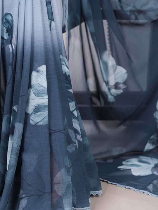 YNF 7038 Navy Blue Color Weightless Marbal Floral Printed Lace Saree Casual, Wedding, Festive, Events . Expected Delivery  4-6 Working Days @1549/- only                                                                                | Sarees, Bollywood Sarees, Creative Sarees, Designer Sarees, Embroidered Sarees, Ethnic Saree, Modern Digital sarees, Party Wear Sarees