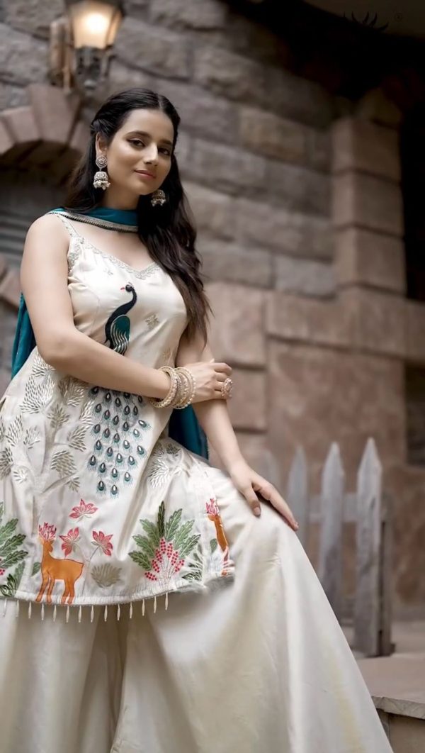 LG 1994 Off White Color French Crape Embroidery Work Salwar Suit Casual, Wedding, Festive, Events . Expected Delivery  4-6 Working Days @1999/- only      | Jump Suits, Salwar suit, Casual Suits, Creative suits, Designer Suits, Palazzo Suits, Party Wear Suits, Patiala Suits, Straight Suits