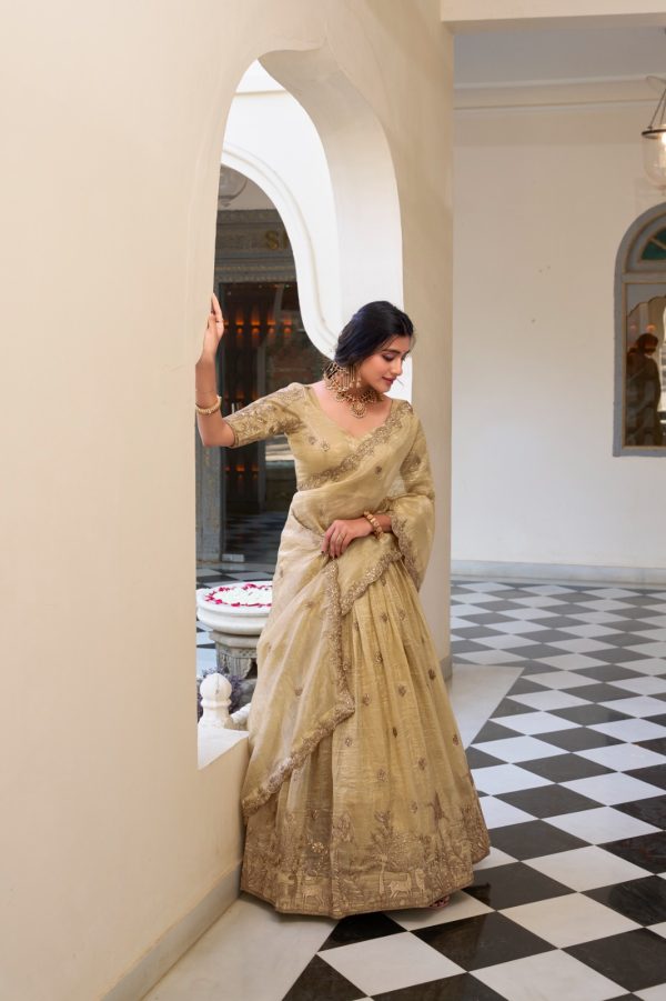 LNB 1435 Off White Sequins Work & Embroidery Work Lehenga Choli in Gold Crush. Exclusive Offer ₹3399. Delivery 4-6 Working Days. Shop now. | Lehenga, Bollywood Lehenga, Creative Lehenga, Designer Lehenga, Embroidered Lehenga, Party Wear Lehenga
