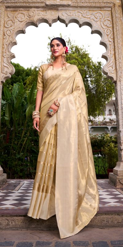 YNF 7204 Off White Color Gold Tissue Zari Weaving Work Saree Casual, Wedding, Festive, Events . Expected Delivery  4-6 Working Days @1499/- only                                                                                | Sarees, Bollywood Sarees, Creative Sarees, Designer Sarees, Embroidered Sarees, Ethnic Saree, Modern Digital sarees, Party Wear Sarees