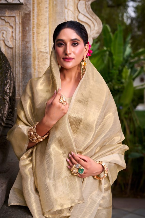 YNF 7204 Off White Color Gold Tissue Zari Weaving Work Saree Casual, Wedding, Festive, Events . Expected Delivery  4-6 Working Days @1499/- only                                                                                | Sarees, Bollywood Sarees, Creative Sarees, Designer Sarees, Embroidered Sarees, Ethnic Saree, Modern Digital sarees, Party Wear Sarees
