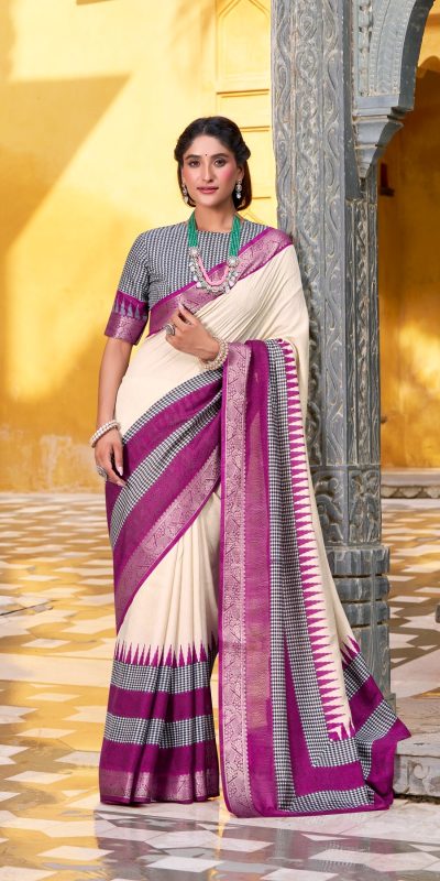 YNF 7049 Off White Color Poly Cotton Printed With Zari Weaving Work Saree Casual, Wedding, Festive, Events . Expected Delivery  4-6 Working Days @1699/- only                                                                                | Sarees, Bollywood Sarees, Creative Sarees, Designer Sarees, Embroidered Sarees, Ethnic Saree, Modern Digital sarees, Party Wear Sarees