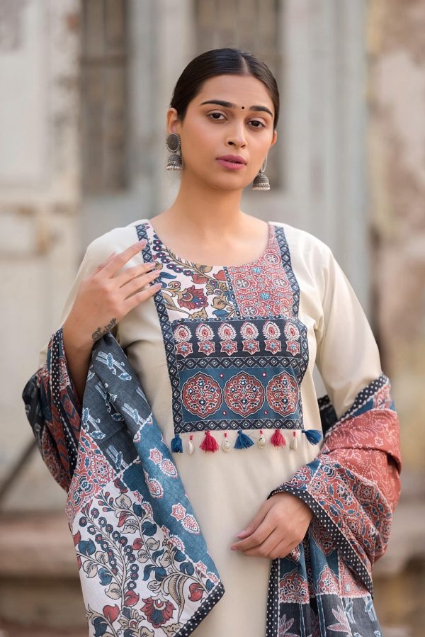 LG 1992 Off White Color Roman Silk Printed Patch Work  Salwar Suit Casual, Wedding, Festive, Events . Expected Delivery  4-6 Working Days @1899/- only      | Jump Suits, Salwar suit, Casual Suits, Creative suits, Designer Suits, Palazzo Suits, Party Wear Suits, Patiala Suits, Straight Suits