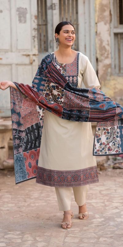 LG 1992 Off White Color Roman Silk Printed Patch Work Salwar Suit Casual, Wedding, Festive, Events . Expected Delivery 4-6 Working Days @1899/- only | Jump Suits, Salwar suit, Casual Suits, Creative suits, Designer Suits, Palazzo Suits, Party Wear Suits, Patiala Suits, Straight Suits