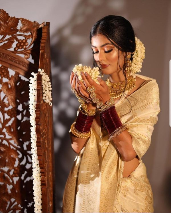 KP 3088 Off White Designer Work in Soft Lichi Silk Jacquard Work Saree at just ₹1399. Delivery 4-6 Working Days. Shop now. | Sarees, Bollywood Sarees, Creative Sarees, Designer Sarees, Embroidered Sarees, Ethnic Saree, Modern Digital sarees, Party Wear Sarees