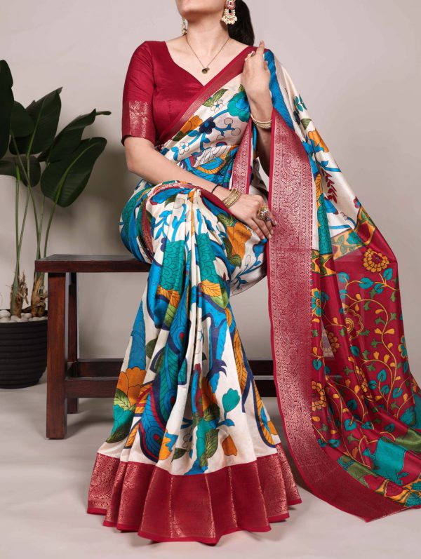 YNF 7047 Off White Color Tasar Silk Printed With Zari Weaving Work Saree Casual, Wedding, Festive, Events . Expected Delivery  4-6 Working Days @1599/- only                                                                                | Sarees, Bollywood Sarees, Creative Sarees, Designer Sarees, Embroidered Sarees, Ethnic Saree, Modern Digital sarees, Party Wear Sarees