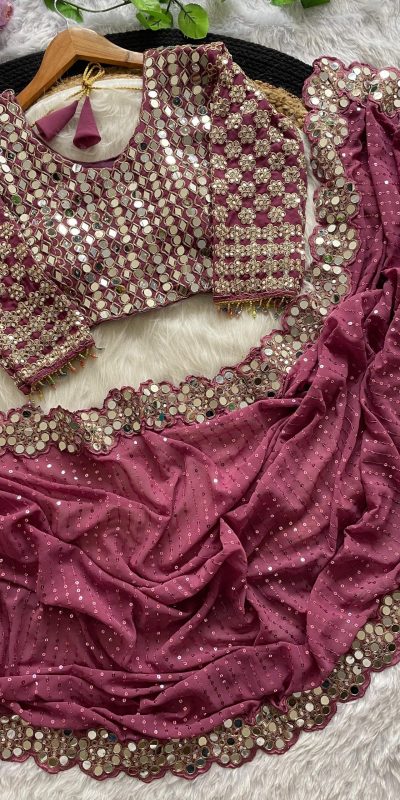 DF 3429 Onion Color Faux Georgette 5mm Sequence Work Saree Casual, Wedding, Festive, Events . Expected Delivery  4-6 Working Days @2199/- only                                                 | Sarees, Bollywood Sarees, Creative Sarees, Designer Sarees, Embroidered Sarees, Ethnic Saree, Modern Digital sarees, Party Wear Sarees