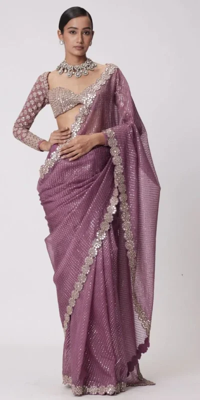 DF 3429 Onion Color Faux Georgette 5mm Sequence Work Saree Casual, Wedding, Festive, Events . Expected Delivery  4-6 Working Days @2199/- only                                                 | Sarees, Bollywood Sarees, Creative Sarees, Designer Sarees, Embroidered Sarees, Ethnic Saree, Modern Digital sarees, Party Wear Sarees