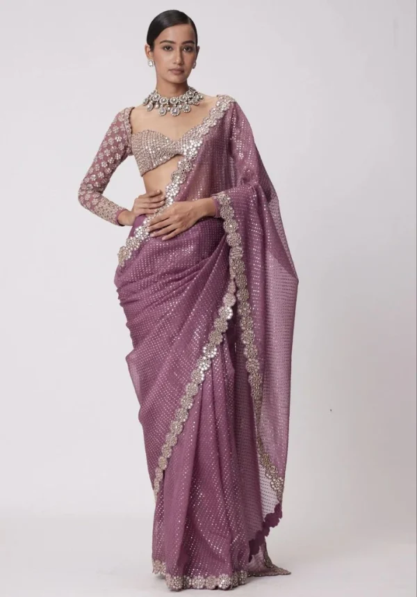 DF 3429 Onion Color Faux Georgette 5mm Sequence Work Saree Casual, Wedding, Festive, Events . Expected Delivery  4-6 Working Days @2199/- only                                                 | Sarees, Bollywood Sarees, Creative Sarees, Designer Sarees, Embroidered Sarees, Ethnic Saree, Modern Digital sarees, Party Wear Sarees