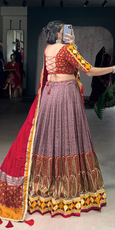 LNB 1745 Onion Color Tasar Silk Kashmiri Foil Print Gamthi Work Sequins Lehenga Choli Wedding, Party, Festive, Events Etc. Delivery 4-6 Working Days Rs 2999 | Lehenga, Bollywood Lehenga, Creative Lehenga, Designer Lehenga, Embroidered Lehenga, Party Wear Lehenga