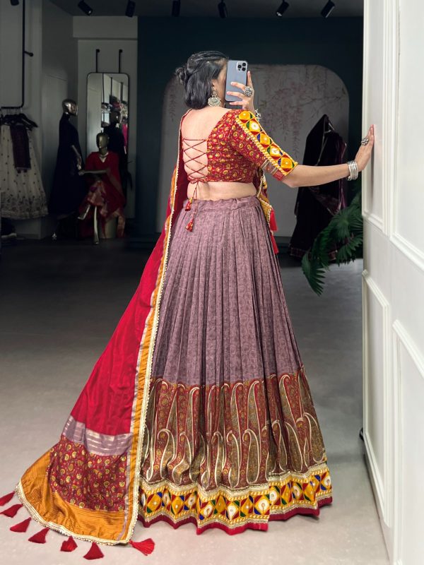 LNB 1745 Onion Color Tasar Silk Kashmiri Foil Print Gamthi Work Sequins Lehenga Choli Wedding, Party, Festive, Events Etc. Delivery 4-6 Working Days Rs 2999 | Lehenga, Bollywood Lehenga, Creative Lehenga, Designer Lehenga, Embroidered Lehenga, Party Wear Lehenga