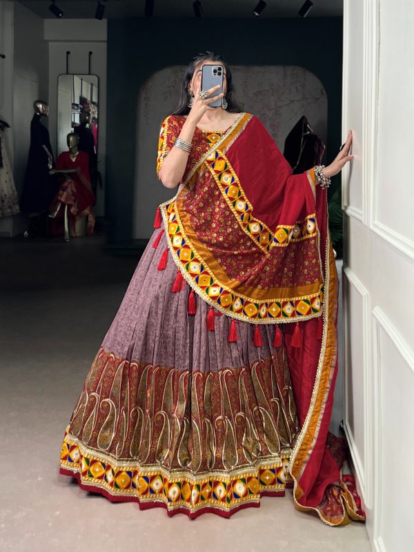 LNB 1745 Onion Color Tasar Silk Kashmiri Foil Print Gamthi Work Sequins Lehenga Choli Wedding, Party, Festive, Events Etc. Delivery 4-6 Working Days Rs 2999 | Lehenga, Bollywood Lehenga, Creative Lehenga, Designer Lehenga, Embroidered Lehenga, Party Wear Lehenga