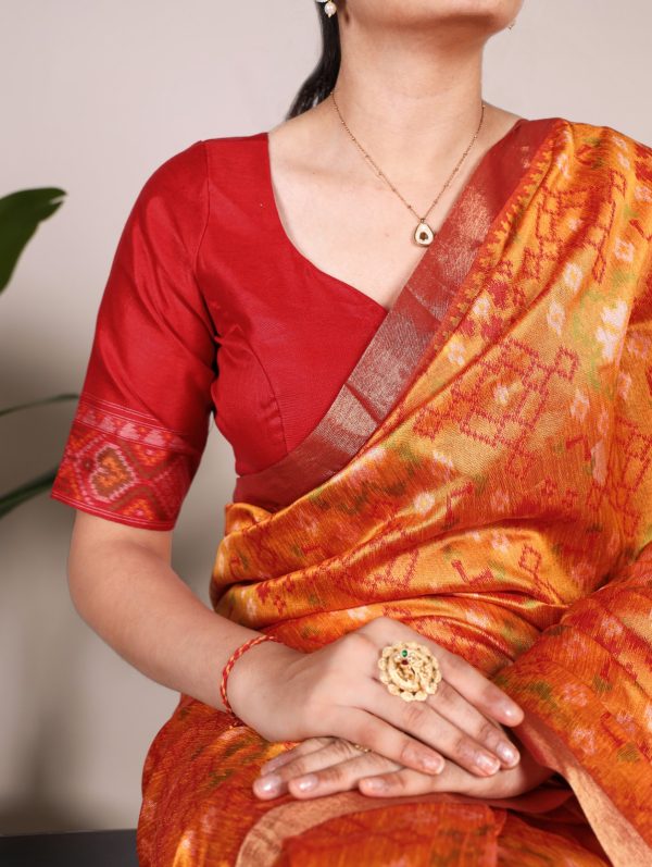 YNF 7416 Orange Color Jacquard Silk Patola Print Zari Weaving Work Saree Casual, Wedding, Festive, Events . Expected Delivery  4-6 Working Days @2599/- only                                                                                | Sarees, Bollywood Sarees, Creative Sarees, Designer Sarees, Embroidered Sarees, Ethnic Saree, Modern Digital sarees, Party Wear Sarees