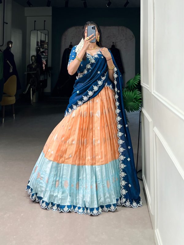 LNB 2024 Orange Color Zari Kota Weaving Work Sequins Thread Embroidery Lehenga Choli Festive Party Wedding, Events etc. Delivery 4-6 Working Days @2999/- | Lehenga, Bollywood Lehenga, Creative Lehenga, Designer Lehenga, Embroidered Lehenga, Party Wear Lehenga