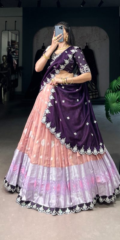 LNB 2024 Peach Color Zari Kota Weaving Work Sequins Thread Embroidery Lehenga Choli Festive Party Wedding, Events etc. Delivery 4-6 Working Days @2999/- | Lehenga, Bollywood Lehenga, Creative Lehenga, Designer Lehenga, Embroidered Lehenga, Party Wear Lehenga