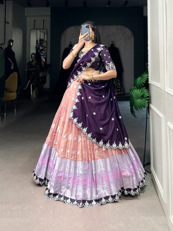 LNB 2024 Peach Color Zari Kota Weaving Work Sequins Thread Embroidery Lehenga Choli Festive Party Wedding, Events etc. Delivery 4-6 Working Days @2999/- | Lehenga, Bollywood Lehenga, Creative Lehenga, Designer Lehenga, Embroidered Lehenga, Party Wear Lehenga