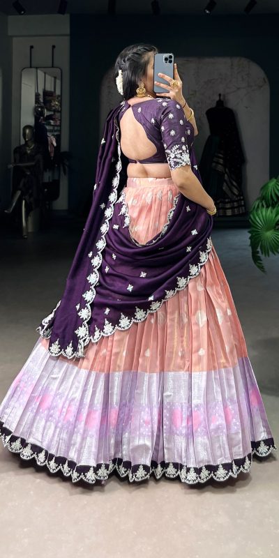 LNB 2024 Peach Color Zari Kota Weaving Work Sequins Thread Embroidery Lehenga Choli Festive Party Wedding, Events etc. Delivery 4-6 Working Days @2999/- | Lehenga, Bollywood Lehenga, Creative Lehenga, Designer Lehenga, Embroidered Lehenga, Party Wear Lehenga