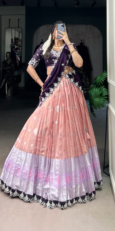 LNB 2024 Peach Color Zari Kota Weaving Work Sequins Thread Embroidery Lehenga Choli Festive Party Wedding, Events etc. Delivery 4-6 Working Days @2999/- | Lehenga, Bollywood Lehenga, Creative Lehenga, Designer Lehenga, Embroidered Lehenga, Party Wear Lehenga