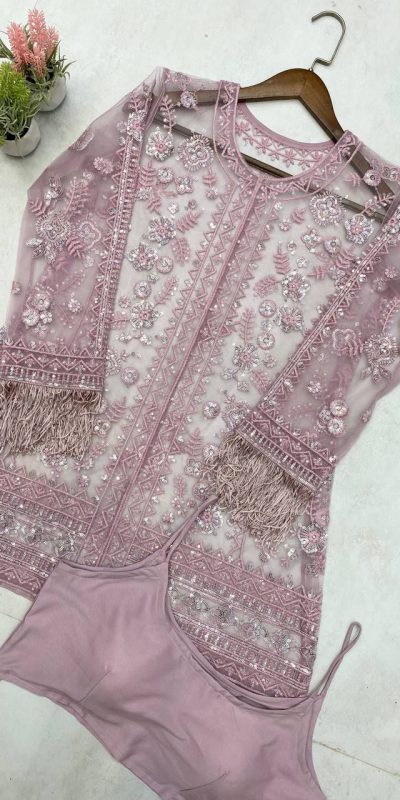 LG 1943 Pink Color Butterfly Net Sequence Embroidery Work Salwar Suit Casual, Wedding, Festive, Events . Expected Delivery  4-6 Working Days @1999/- only      | Jump Suits, Salwar suit, Casual Suits, Creative suits, Designer Suits, Palazzo Suits, Party Wear Suits, Patiala Suits, Straight Suits
