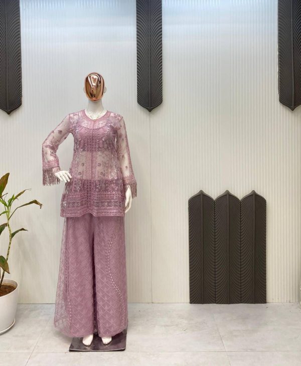 LG 1943 Pink Color Butterfly Net Sequence Embroidery Work Salwar Suit Casual, Wedding, Festive, Events . Expected Delivery  4-6 Working Days @1999/- only      | Jump Suits, Salwar suit, Casual Suits, Creative suits, Designer Suits, Palazzo Suits, Party Wear Suits, Patiala Suits, Straight Suits