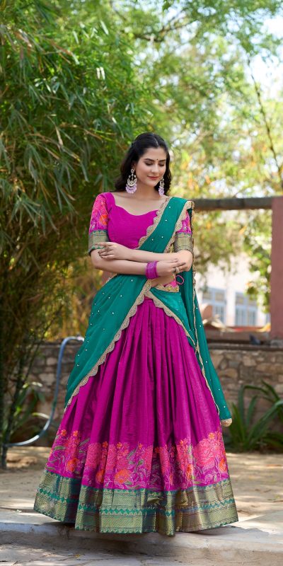 LNB1518 Pink Color Cotton Silk Thread Embroidery Work Lehenga Choli Wedding, Party, Festive, Events Etc. Delivery 4-6 Working Days Rs 2999 | Lehenga, Bollywood Lehenga, Creative Lehenga, Designer Lehenga, Embroidered Lehenga, Party Wear Lehenga