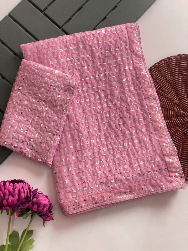 DF 3452 Pink Color Faux Georgette Embroidery Sequins Multi Work Saree Casual, Wedding, Festive, Events . Expected Delivery  4-6 Working Days @1799/- only                                                                                | Sarees, Bollywood Sarees, Creative Sarees, Designer Sarees, Embroidered Sarees, Ethnic Saree, Modern Digital sarees, Party Wear Sarees