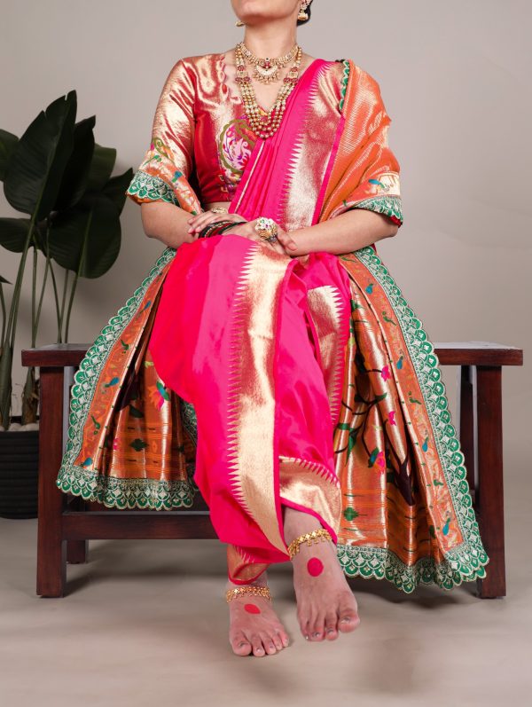 YNF 7407 Pink Color Jacquard Silk Paithani Zari Weaving Work Saree Casual, Wedding, Festive, Events . Expected Delivery  4-6 Working Days @3349/- only                                                                                | Sarees, Bollywood Sarees, Creative Sarees, Designer Sarees, Embroidered Sarees, Ethnic Saree, Modern Digital sarees, Party Wear Sarees