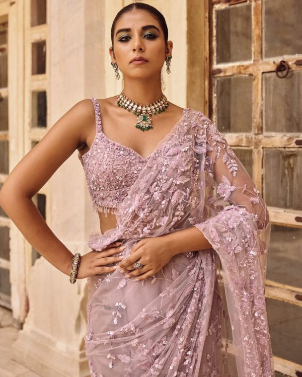 DF 3435 Pink Color Mono Net 5mm Multi Sequins Embroidery Work Saree Casual, Wedding, Festive, Events . Expected Delivery  4-6 Working Days @1799/- only                                                                                | Sarees, Bollywood Sarees, Creative Sarees, Designer Sarees, Embroidered Sarees, Ethnic Saree, Modern Digital sarees, Party Wear Sarees