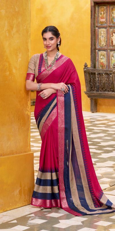 YNF 7049 Pink Color Poly Cotton Printed With Zari Weaving Work Saree Casual, Wedding, Festive, Events . Expected Delivery  4-6 Working Days @1699/- only                                                                                | Sarees, Bollywood Sarees, Creative Sarees, Designer Sarees, Embroidered Sarees, Ethnic Saree, Modern Digital sarees, Party Wear Sarees