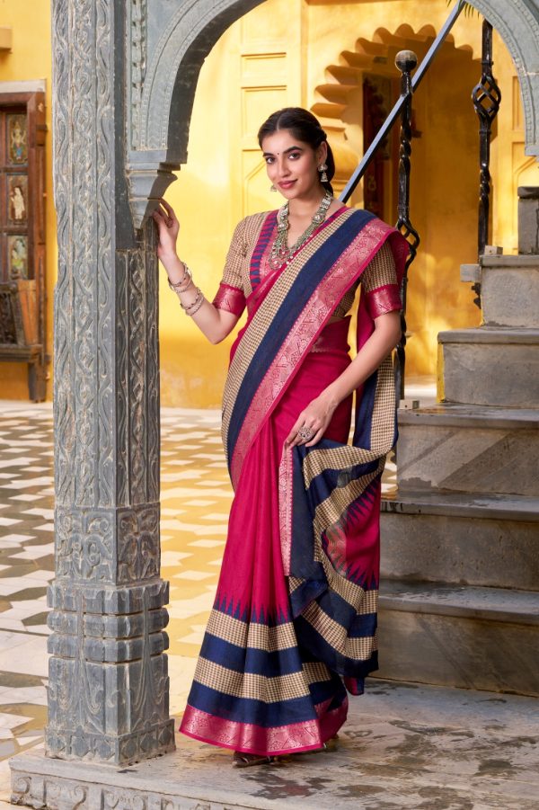 YNF 7049 Pink Color Poly Cotton Printed With Zari Weaving Work Saree Casual, Wedding, Festive, Events . Expected Delivery  4-6 Working Days @1699/- only                                                                                | Sarees, Bollywood Sarees, Creative Sarees, Designer Sarees, Embroidered Sarees, Ethnic Saree, Modern Digital sarees, Party Wear Sarees