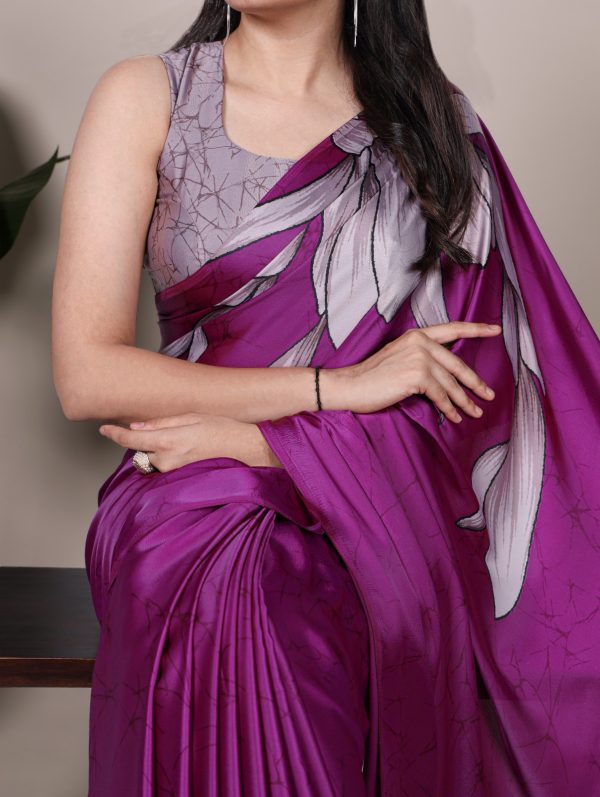 YNF 7054 Pink Color Satin Silk Floral Printed Saree Casual, Wedding, Festive, Events . Expected Delivery  4-6 Working Days @1549/- only                                                                                | Sarees, Bollywood Sarees, Creative Sarees, Designer Sarees, Embroidered Sarees, Ethnic Saree, Modern Digital sarees, Party Wear Sarees