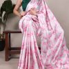 YNF 7054 Pink Color Satin Silk Floral Printed Saree Casual, Wedding, Festive, Events . Expected Delivery  4-6 Working Days @1549/- only                                                                                | Sarees, Bollywood Sarees, Creative Sarees, Designer Sarees, Embroidered Sarees, Ethnic Saree, Modern Digital sarees, Party Wear Sarees