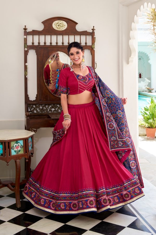 LNB 1243 Pink Color Tasar Silk Gamthi Print Embossed Gotta Patti Lace Lehenga Choli Festive Party Wedding, Events etc. Delivery 4-6 Working Days @2999/- | Lehenga, Bollywood Lehenga, Creative Lehenga, Designer Lehenga, Embroidered Lehenga, Party Wear Lehenga