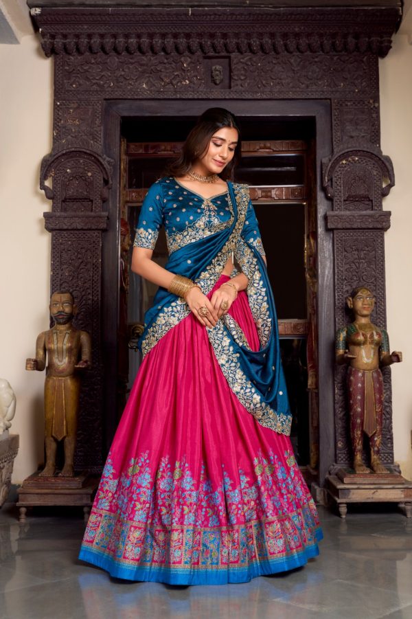 LNB 1238 Pink Color Tasar Silk Printed With Foil Work Lehenga Choli Festive Party Wedding, Events etc. Delivery 4-6 Working Days @2999/- | Lehenga, Bollywood Lehenga, Creative Lehenga, Designer Lehenga, Embroidered Lehenga, Party Wear Lehenga