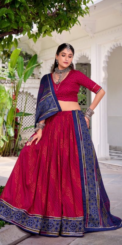 LNB 1250 Pink Color Tasar Silk Bandhej Print With Gotta Patti Lace Lehenga Choli Festive Party Wedding, Events etc. Delivery 4-6 Working Days @2149/- | Lehenga, Bollywood Lehenga, Creative Lehenga, Designer Lehenga, Embroidered Lehenga, Party Wear Lehenga