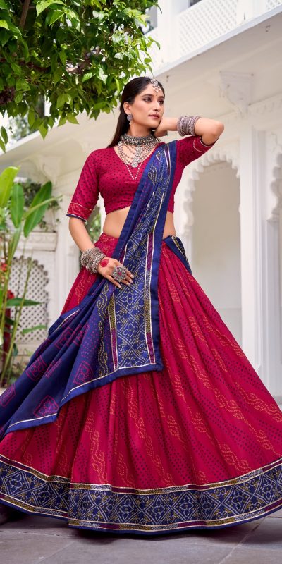 LNB 1250 Pink Color Tasar Silk Bandhej Print With Gotta Patti Lace Lehenga Choli Festive Party Wedding, Events etc. Delivery 4-6 Working Days @2149/- | Lehenga, Bollywood Lehenga, Creative Lehenga, Designer Lehenga, Embroidered Lehenga, Party Wear Lehenga