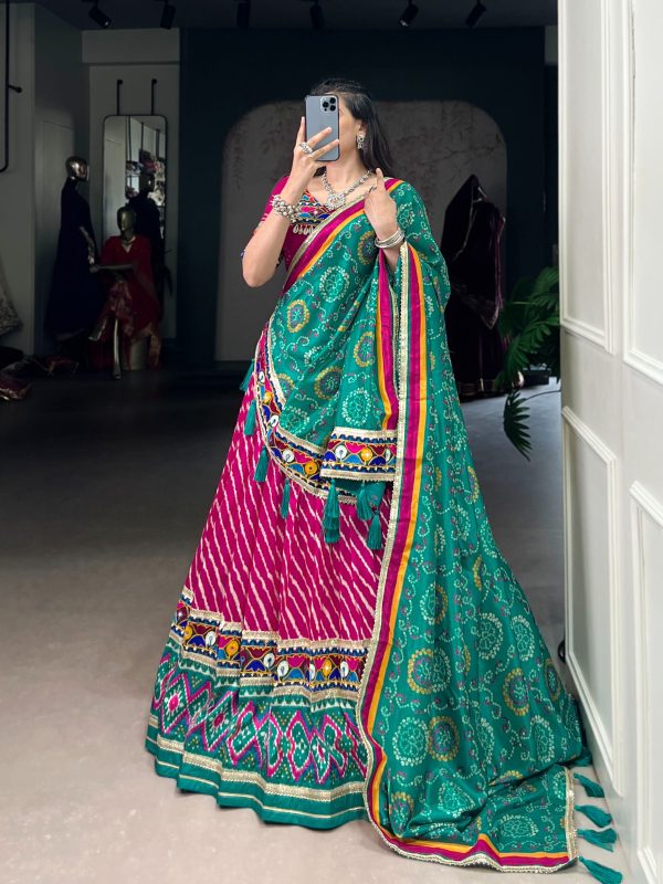 LNB 1741 Pink Color Tasar Silk Leheriya Patola Print Mirror Gamthi Work Lehenga Choli Wedding, Party, Festive, Events Etc. Delivery 4-6 Working Days Rs 2999 | Lehenga, Bollywood Lehenga, Creative Lehenga, Designer Lehenga, Embroidered Lehenga, Party Wear Lehenga