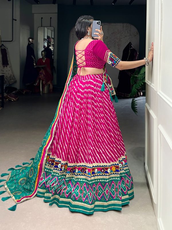 LNB 1741 Pink Color Tasar Silk Leheriya Patola Print Mirror Gamthi Work Lehenga Choli Wedding, Party, Festive, Events Etc. Delivery 4-6 Working Days Rs 2999 | Lehenga, Bollywood Lehenga, Creative Lehenga, Designer Lehenga, Embroidered Lehenga, Party Wear Lehenga