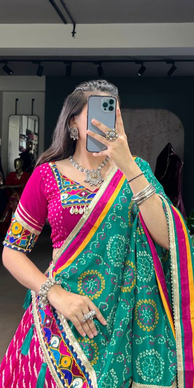 LNB 1741 Pink Color Tasar Silk Leheriya Patola Print Mirror Gamthi Work Lehenga Choli Wedding, Party, Festive, Events Etc. Delivery 4-6 Working Days Rs 2999 | Lehenga, Bollywood Lehenga, Creative Lehenga, Designer Lehenga, Embroidered Lehenga, Party Wear Lehenga