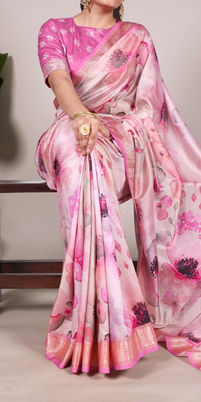 YNF 7015 Pink Color Tussar Silk With Viscose Border Printed Saree Casual, Wedding, Festive, Events . Expected Delivery  4-6 Working Days @1699/- only                                                                                | Sarees, Bollywood Sarees, Creative Sarees, Designer Sarees, Embroidered Sarees, Ethnic Saree, Modern Digital sarees, Party Wear Sarees