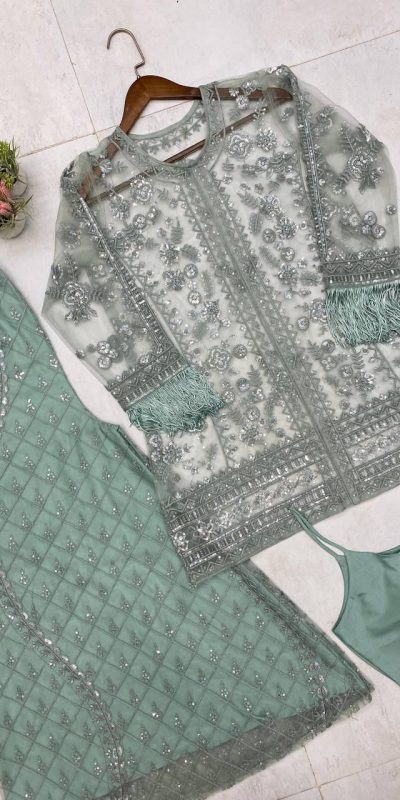 LG 1943 Pista Color Butterfly Net Sequence Embroidery Work Salwar Suit Casual, Wedding, Festive, Events . Expected Delivery  4-6 Working Days @1999/- only      | Jump Suits, Salwar suit, Casual Suits, Creative suits, Designer Suits, Palazzo Suits, Party Wear Suits, Patiala Suits, Straight Suits