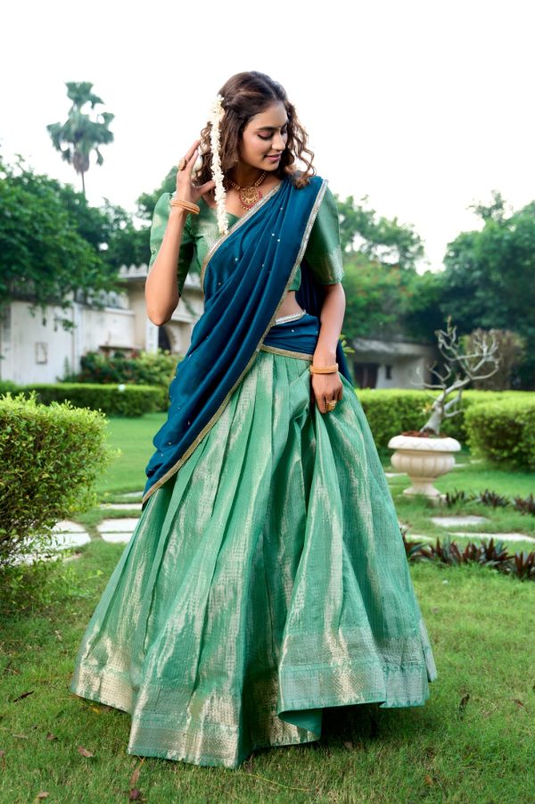 LNB 2003 Pista Color Kanchipuram Lehenga Choli With Zari Embroidery Work. Available at ₹1999 only. Delivery 4-6 Working Days. Shop now. | Lehenga, Bollywood Lehenga, Creative Lehenga, Designer Lehenga, Embroidered Lehenga, Party Wear Lehenga