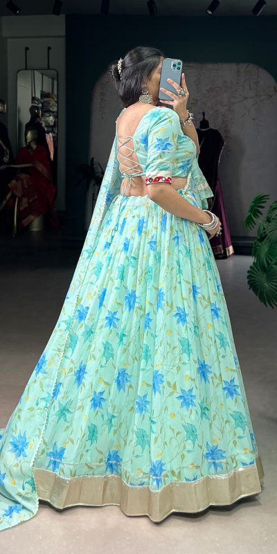 LNB 1716 Pista Color Tabby Silk Floral Print Embossed Design Lace Lehenga Choli Wedding, Party, Festive, Events Etc. Delivery 4-6 Working Days Rs 2499 | Lehenga, Bollywood Lehenga, Creative Lehenga, Designer Lehenga, Embroidered Lehenga, Party Wear Lehenga