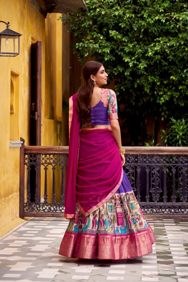 LNB 1242 Purple Color Poly Chanderi Kalamkari Printed Zari Weaving Work Lehenga Choli Wedding, Party, Festive, Events Etc. Delivery 4-6 Working Days Rs 1899 | Lehenga, Bollywood Lehenga, Creative Lehenga, Designer Lehenga, Embroidered Lehenga, Party Wear Lehenga
